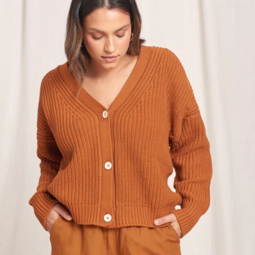Tradlands Shelter Cotton Cardigan Burnt Sienna Women's Size Medium